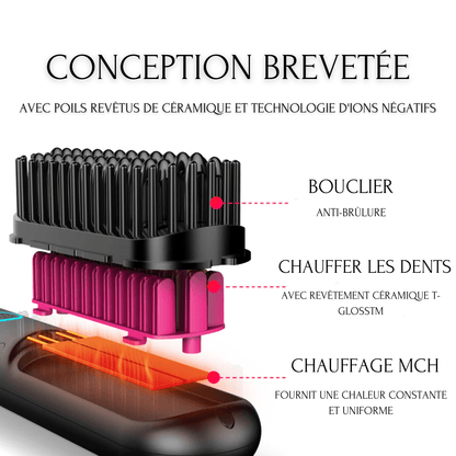 Brosse lissante portable - Corrigez vos mèches rebelles. En quelques secondes, dans votre sac.