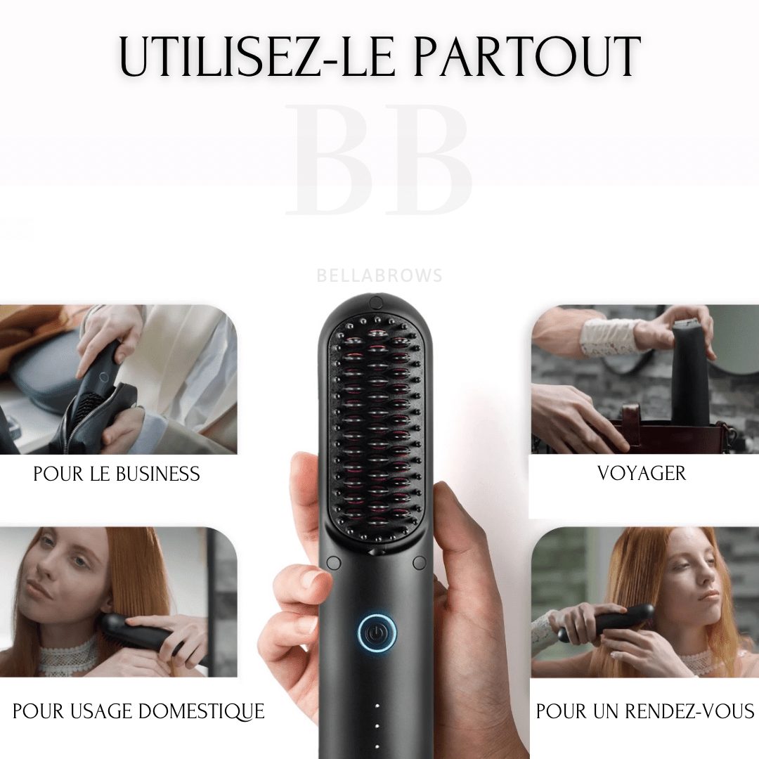 Brosse lissante portable - Corrigez vos mèches rebelles. En quelques secondes, dans votre sac.
