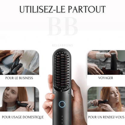 Brosse lissante portable - Corrigez vos mèches rebelles. En quelques secondes, dans votre sac.