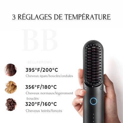 Brosse lissante portable - Corrigez vos mèches rebelles. En quelques secondes, dans votre sac.